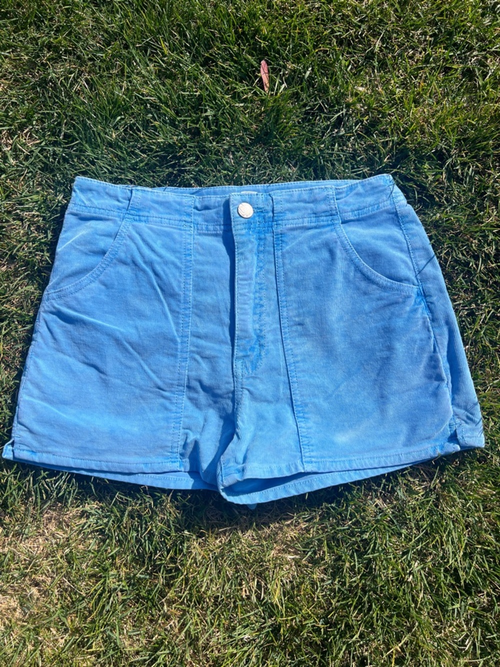 Roxy Sky-Blue High Waist Corduroy Shorts